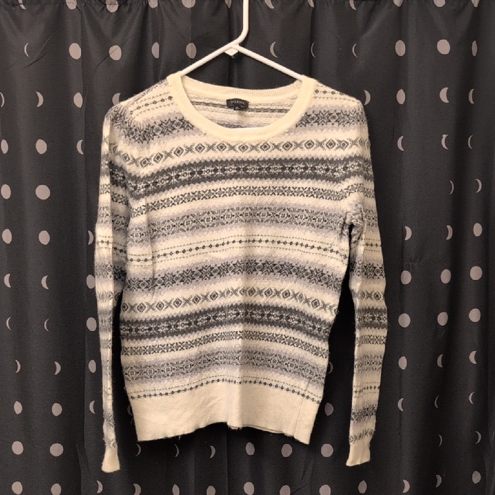 Talbots Cream and Gray Striped Sweater